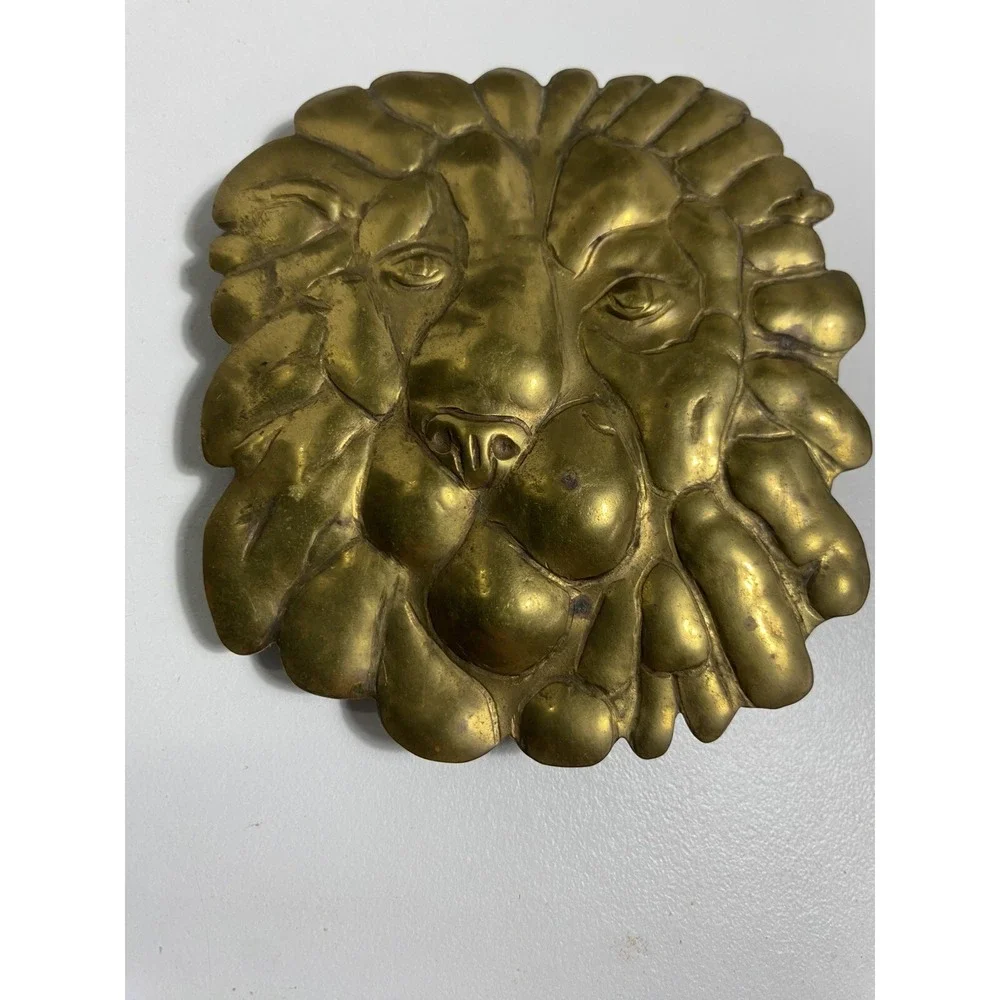 VTG 80's Studio handcraft brass‎ belt buckle Art artesian's one-of-a-kind Lion